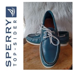 SPERRY TOP SIDER MEN'S TEAL LEATHER BOAT SHOES SZ: 8.5